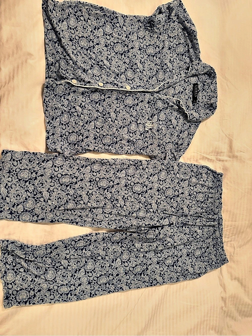 Lauren Ralph Lauren Floral Button-Down Set in Blue & White Like New - Small